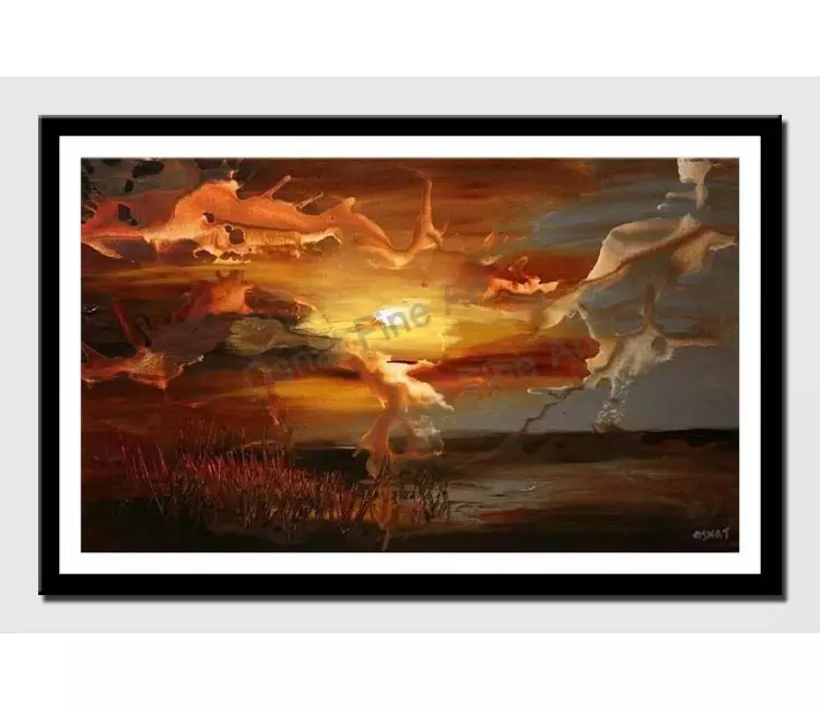 print on paper - canvas print of abstract landscape of sunset