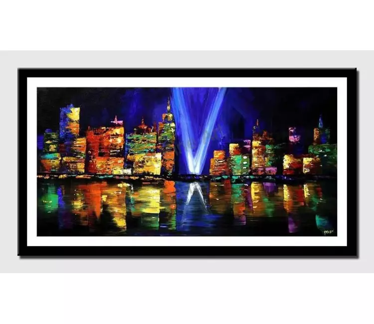 print on paper - canvas print of new york skyline at night