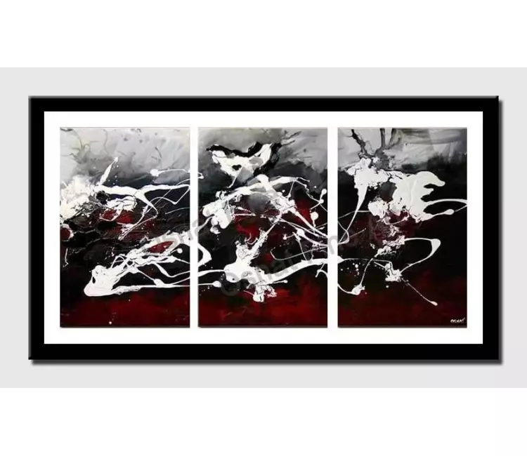 posters on paper - canvas print of white splashed on black background