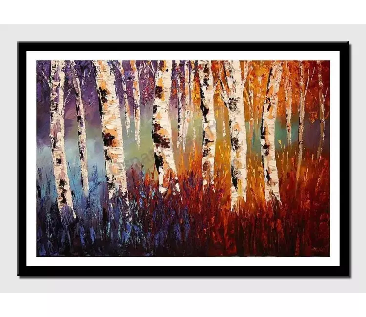 print on paper - canvas print of colorful forest of birch trees