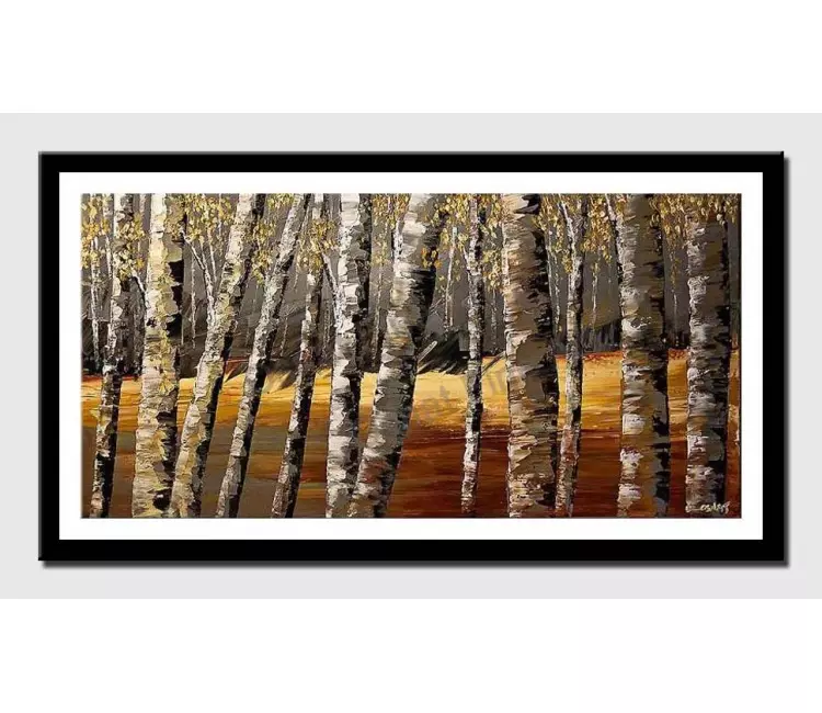 print on paper - canvas print of textured painting birch trees