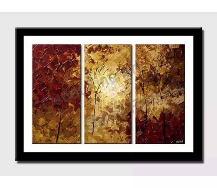 print on paper - canvas print of textured painting red forest
