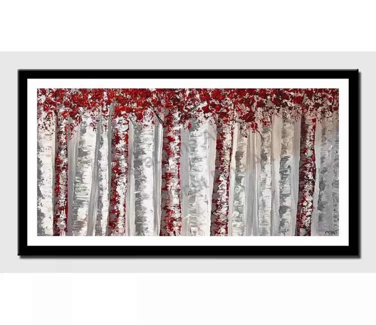 posters on paper - canvas print of textured red and white birch trees