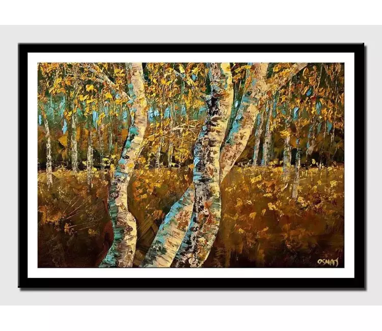 posters on paper - canvas print of textured painting of birch trees