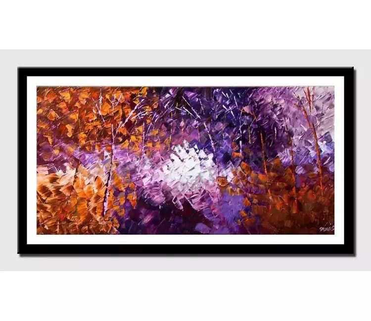 print on paper - canvas print of blooming forest in purple and brown colors