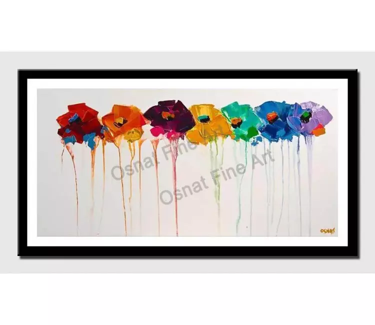 print on paper - canvas print of abstract flowers on white background