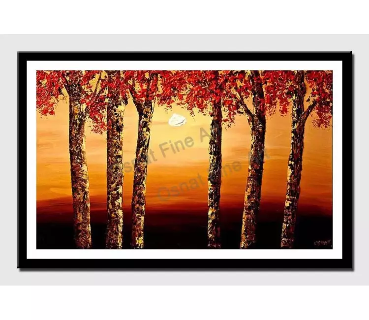 print on paper - canvas print of cherry trees at sunrise