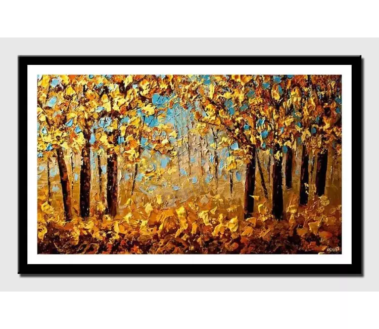 print on paper - canvas print of forest of yellow blooming trees