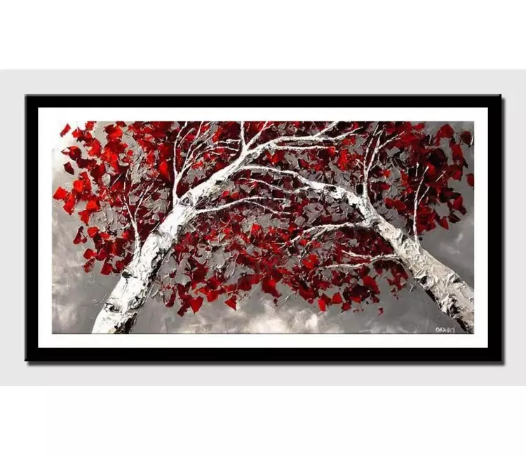 print on paper - canvas print of two birch trees reaching out to each other