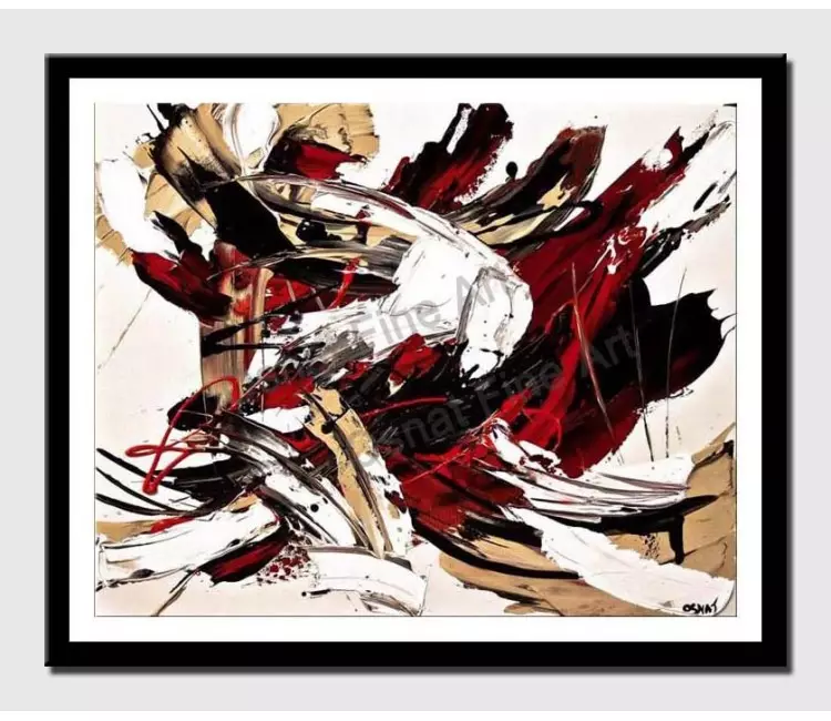 print on paper - canvas print of abstract in red and white
