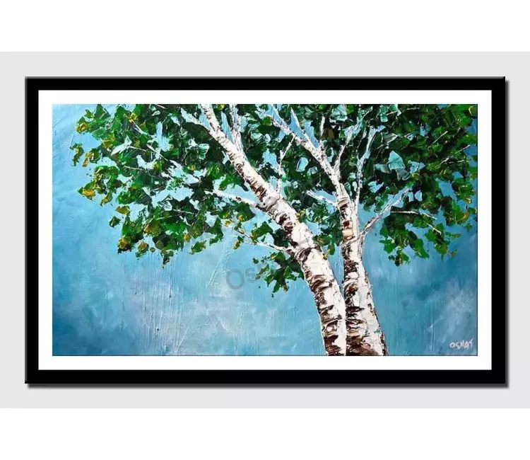 print on paper - canvas print of blooming birch trees blooming green