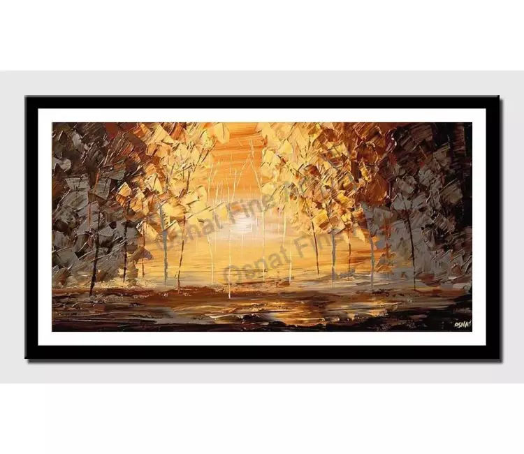 print on paper - canvas print of abstract forest in brown tones during sunrise