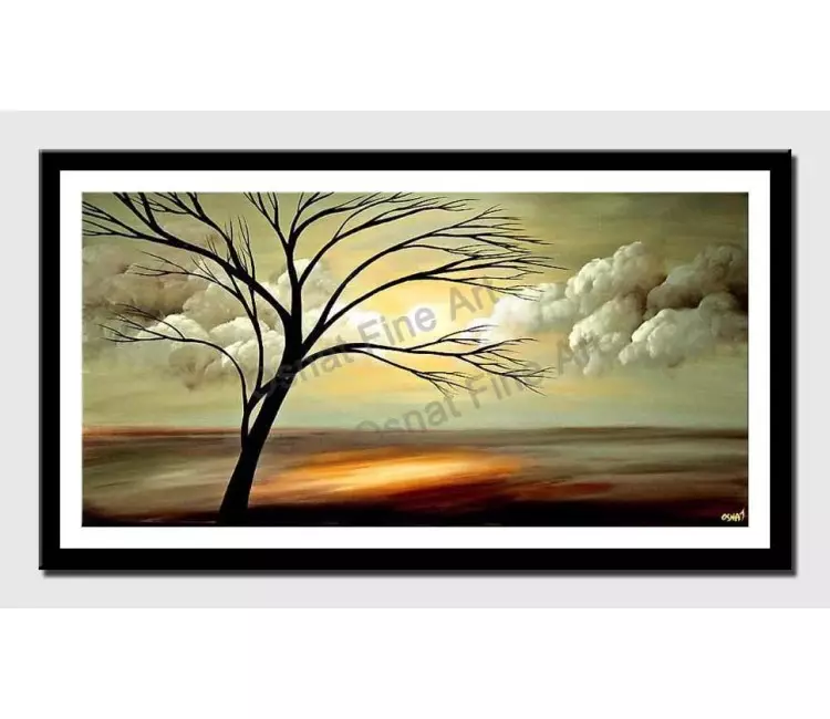 print on paper - canvas print of wall art by osnat tzadok of naked tree and beautiful sunrise