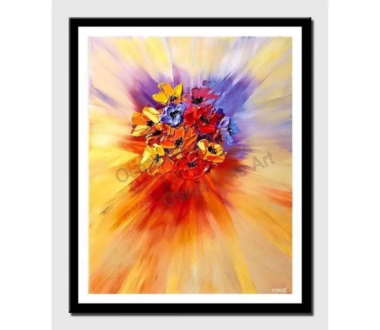 print on paper - canvas print of modern wall art by osnat tzadok of bunch of colorful flowers