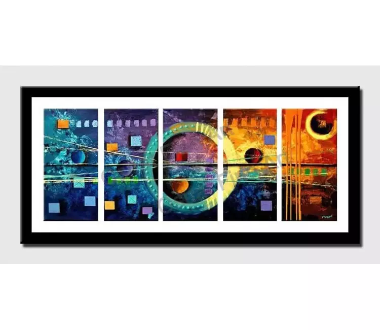 print on paper - canvas print of colorful geometric painting squares and circles