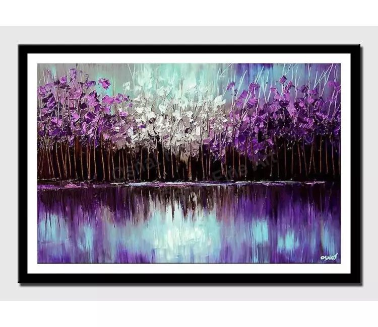 print on paper - canvas print of purple forest reflected in the lake