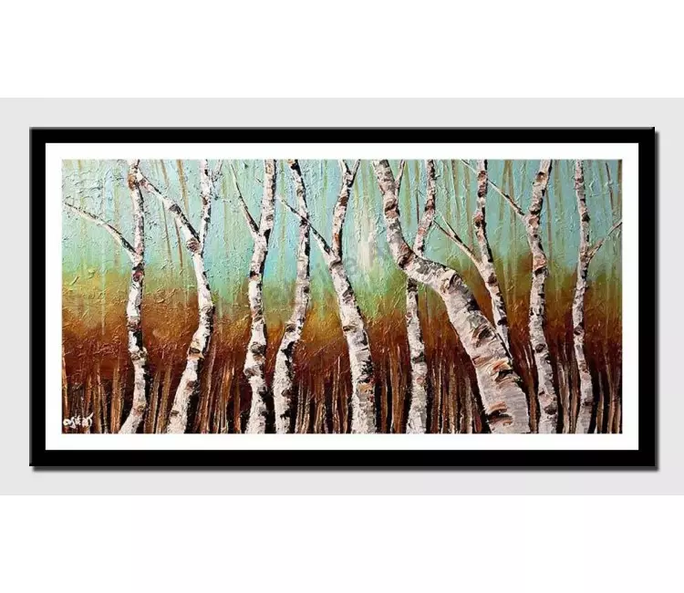 print on paper - canvas print of birch trees in bright day