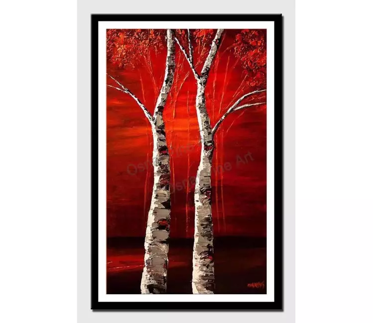 posters on paper - canvas print of textured painting birch trees