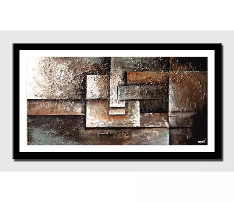 print on paper - canvas print of modern wall art by osnat tzadok of squares in earth tones