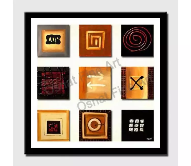 print on paper - canvas print of nine small panels of abstract signs