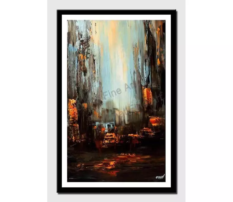 print on paper - canvas print of vertical modern wall art by osnat tzadok of taxi and skyscrapers