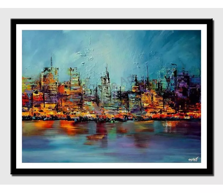 print on paper - canvas print of colorful cityscape painting