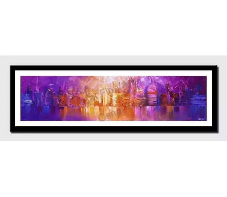 print on paper - canvas print of horizontal painting of new york skyline