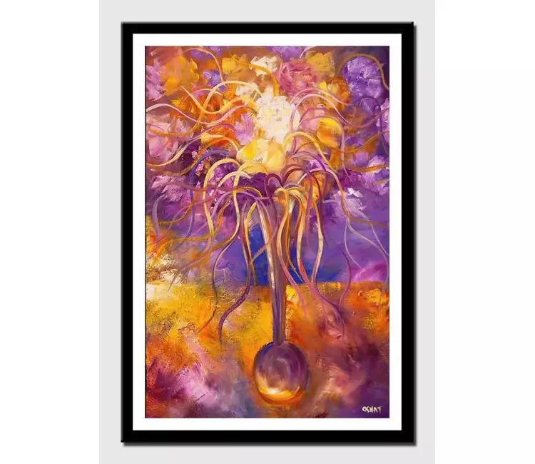 print on paper - canvas print of vertical abstract vase with yellow flowers