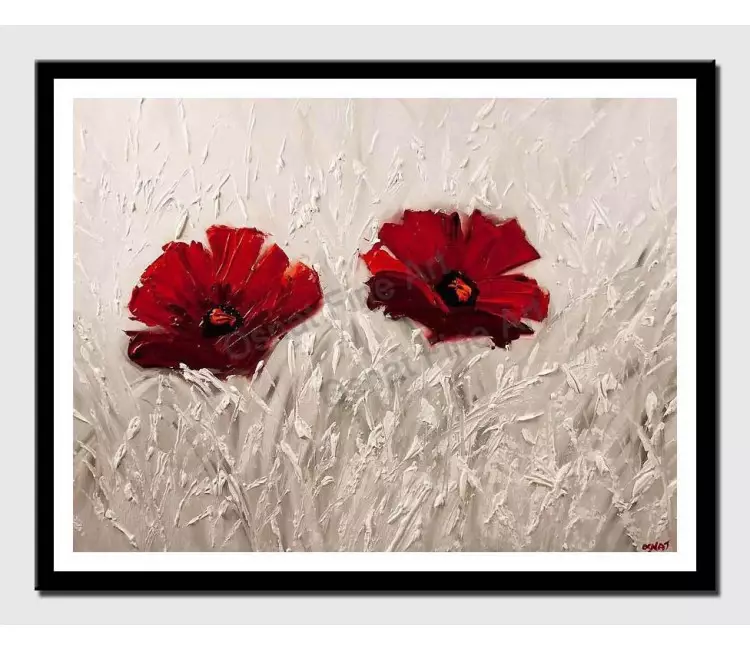 print on paper - canvas print of red flowers painting on white background
