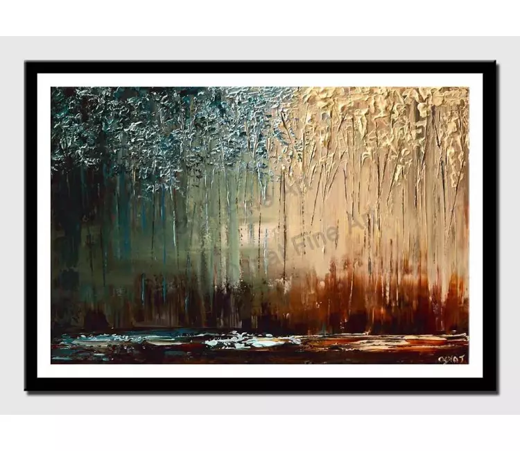 posters on paper - canvas print of painting of forest with thin trunks