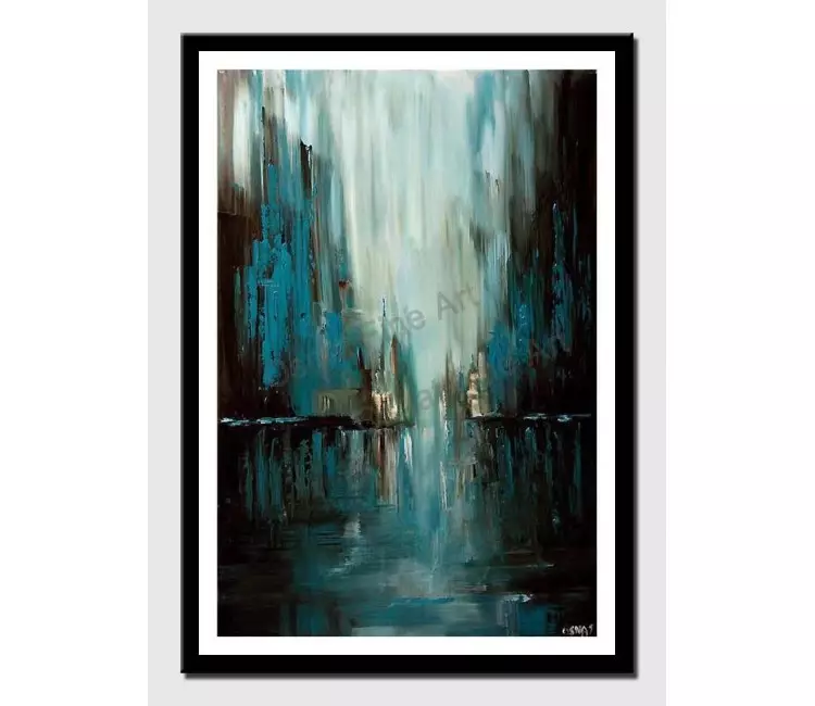 print on paper - canvas print of blue abstract cityscape
