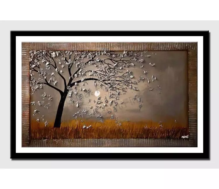 print on paper - canvas print of abstract tree on gray background