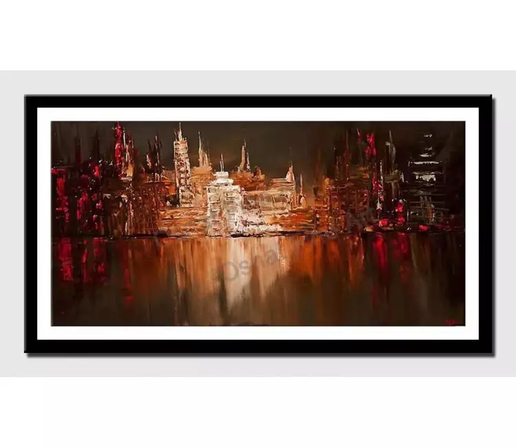 print on paper - canvas print of reflection of city over river