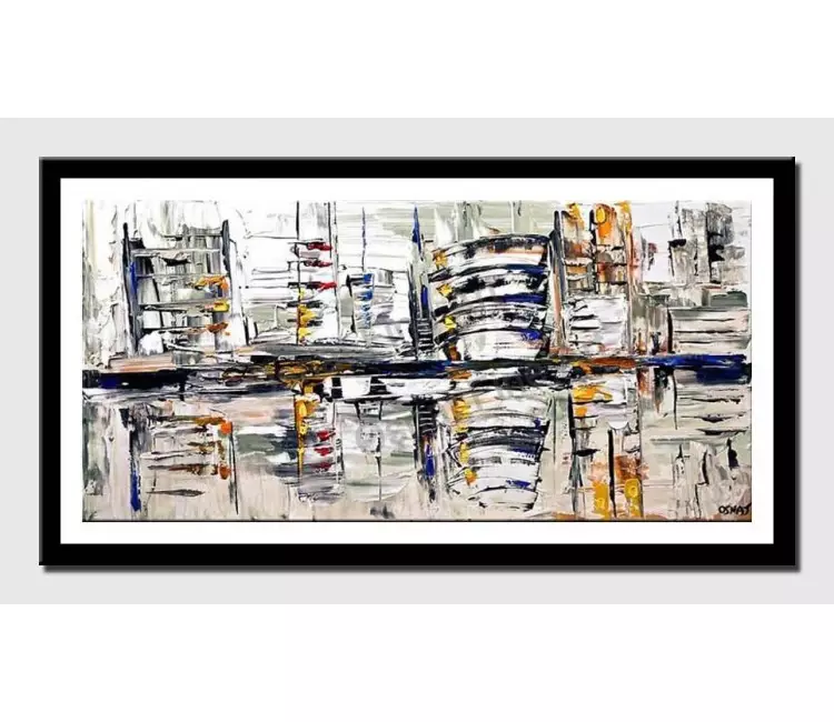 print on paper - canvas print of abstract cityscape in white