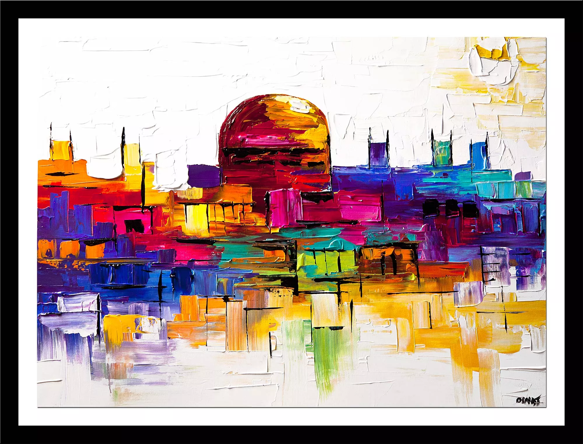 posters on paper - canvas print of colorful painting of jerusalem golden dome