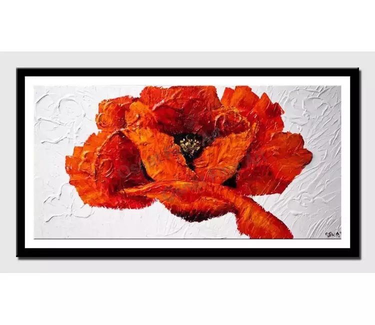 posters on paper - canvas print of large red poppy flower on white background
