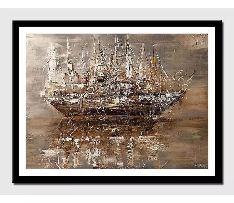 posters on paper - canvas print of brown pirate ship silently sailing