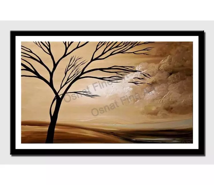 posters on paper - canvas print of earth tones landscape of tree over clouds
