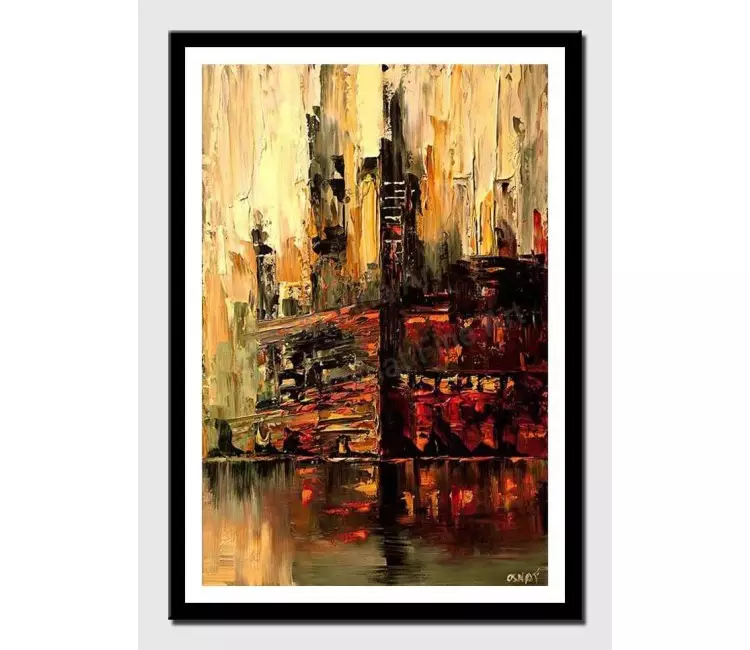 print on paper - canvas print of abstract cityscape in red