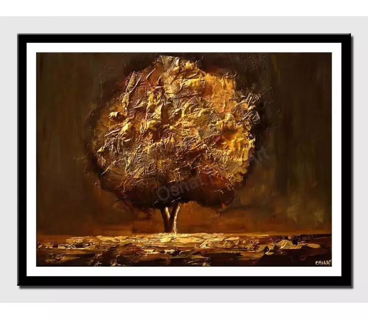 print on paper - canvas print of gold brown tree