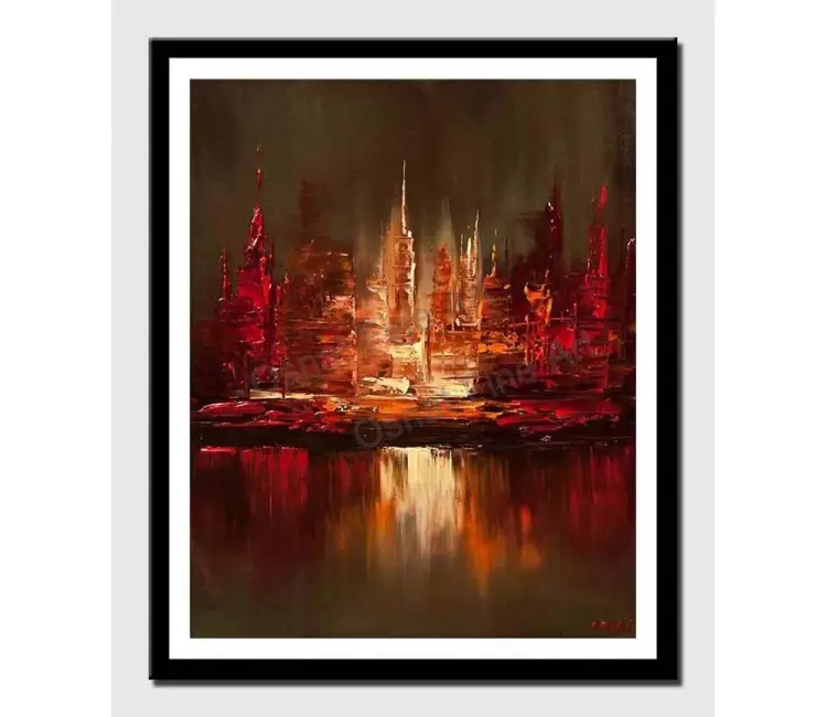 posters on paper - canvas print of cityscape reflected in water