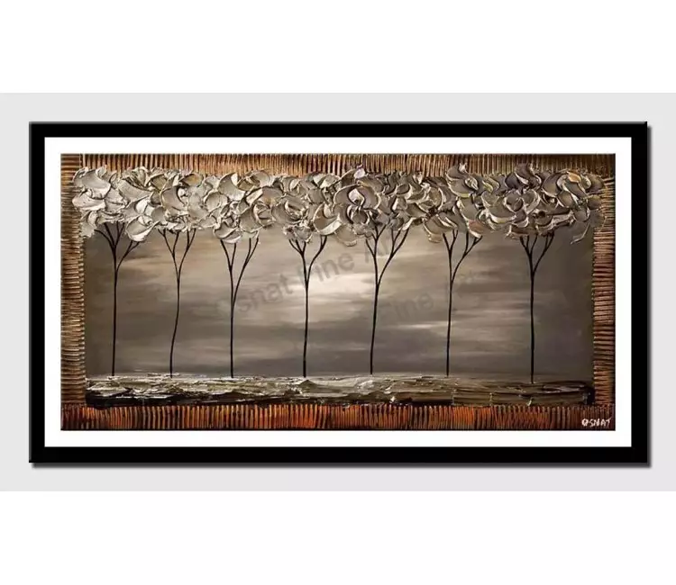print on paper - canvas print of seven gray trees in a row