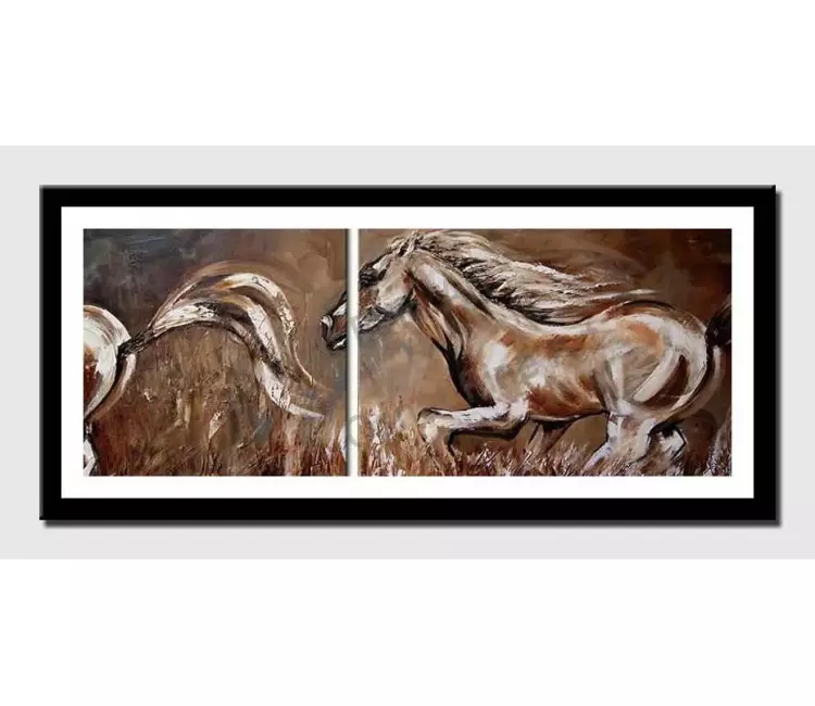 posters on paper - canvas print of diptych of horses running