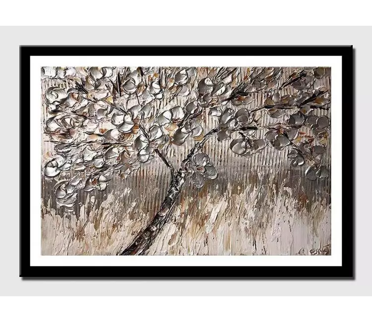 print on paper - canvas print of tree with silver leaves