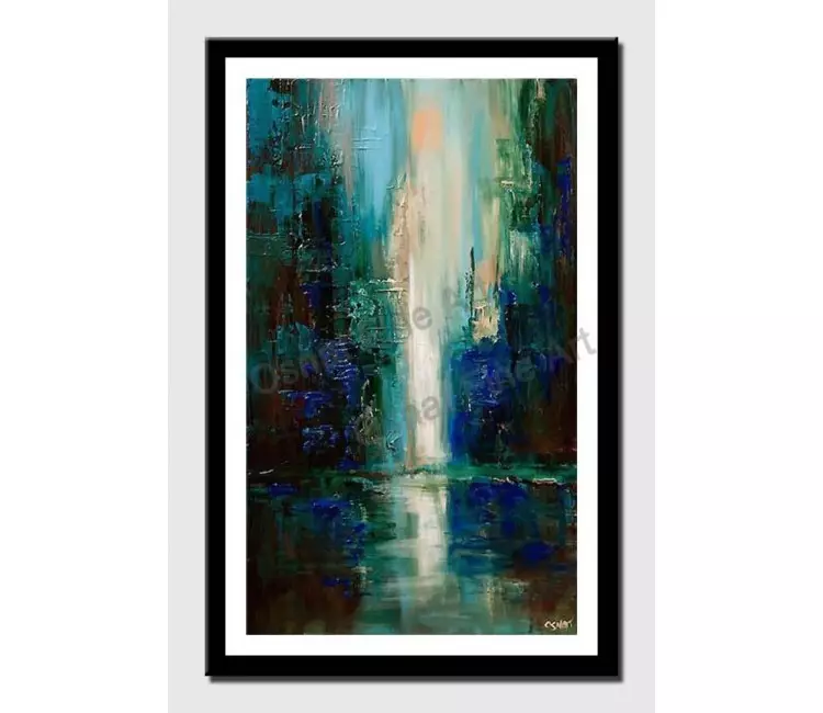 print on paper - canvas print of vertical painting of cityscape at dawn