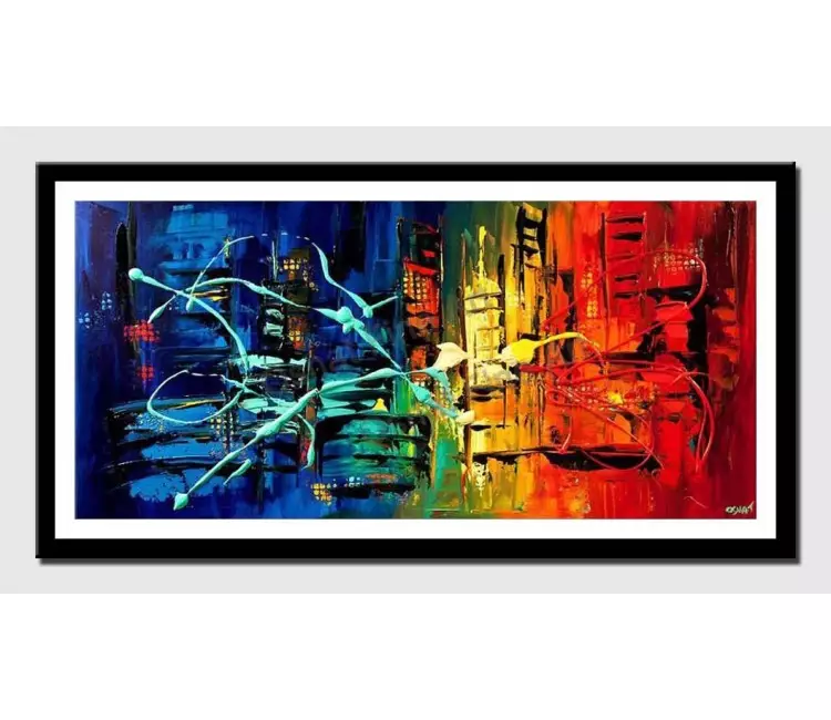 print on paper - canvas print of colorful abstract cityscape