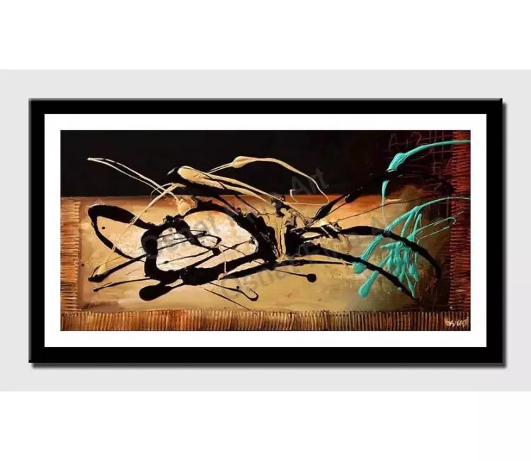 posters on paper - canvas print of black and turquoise modern splash painting