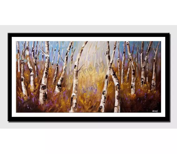 print on paper - canvas print of enchanted forest of birch trees