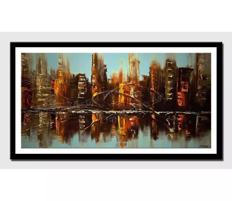 print on paper - canvas print of cityscape reflected on water