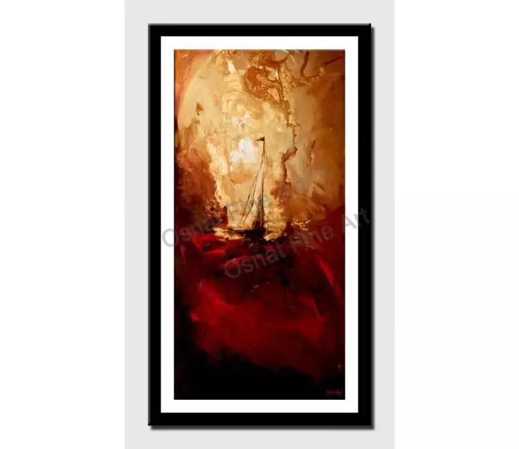 print on paper - canvas print of vertical abstract of sailboat in storm